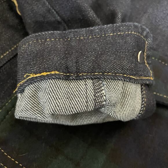 Pendleton Denim Jacket Women’s Size S Dark Blue With Wool Plaid Pockets ALTERED - Picture 7 of 11